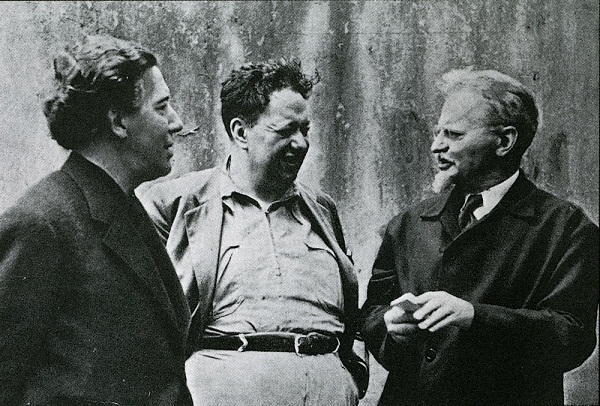 Trotsky junto al muralista Diego Rivera y el poeta André Bretón. 