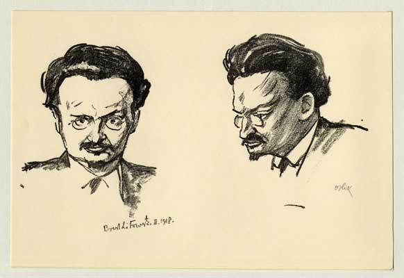 Retrato doble. Litografía de Emil Orlik, 1918