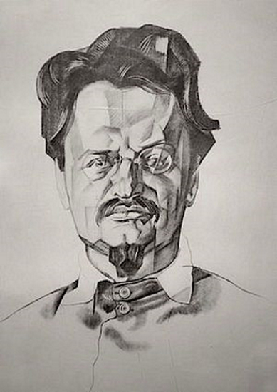 Retrato de Trotsky de frente. Por Y. Annenkov